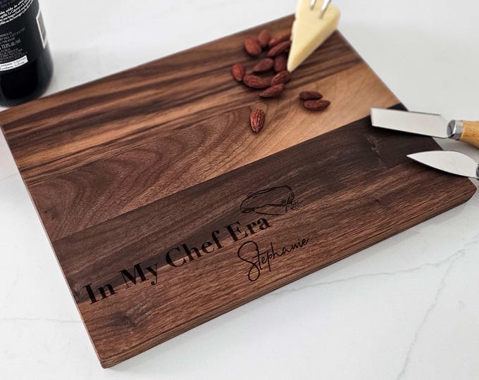 Personalized cutting board – "In My Chef Era": Custom Engraved Charcuterie Board, Fun Gift for Birthday, Housewarming, Hobby, and Chef