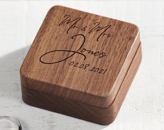 Personalized Wedding Ring Box, Ring Bearer Ring Box, Engagement Ring Box, Ring Box Holder, Custom Wood Ring Box, Proposal Ring Box