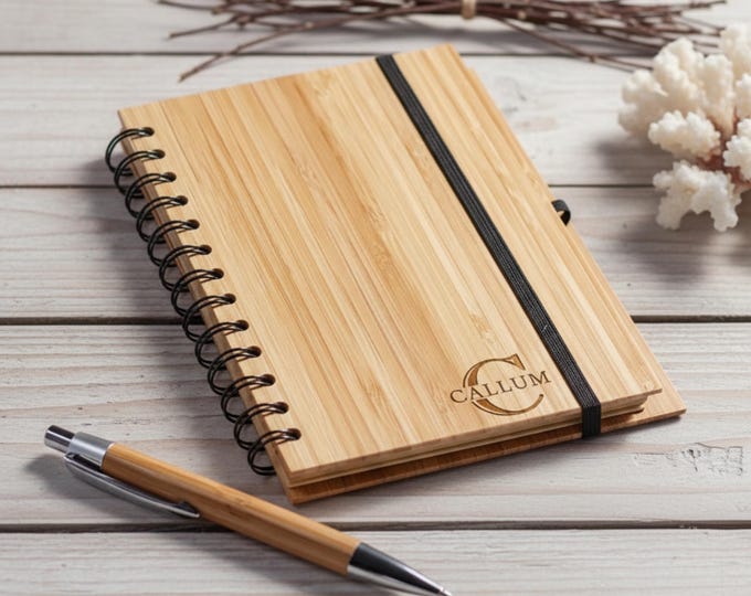 Personalized Journal, customized bamboo journal, Monogrammed journal, Engraved bamboo journal, lined journal, Personalized notebook