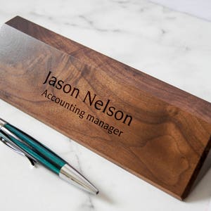 Personalized Wooden Desk Name, Customized Walnut desk name, Executive Personalized Desk Name Plate, wooden office sign