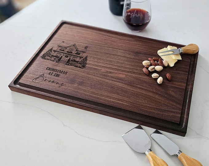 Personalized Cutting Board, Christmas Gift: Custom Engraved Charcuterie Board, Christmas Kitchen Gift, Christmas Kitchen Decor, Family Gift