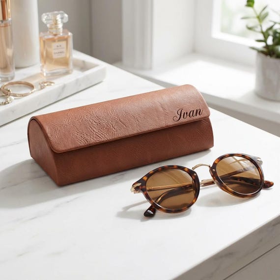 Personalized Sunglasses Case – Custom Engraved Vegan Leather  display picture 1