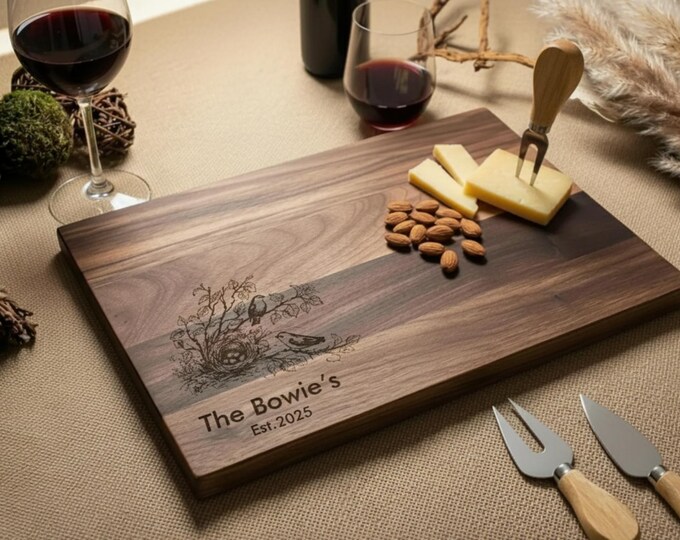 Personalized Charcuterie Board – Bird Lovers, Custom Cutting Board | Housewarming, Family, Wedding, Engagement, Anniversary, Hosting Gift
