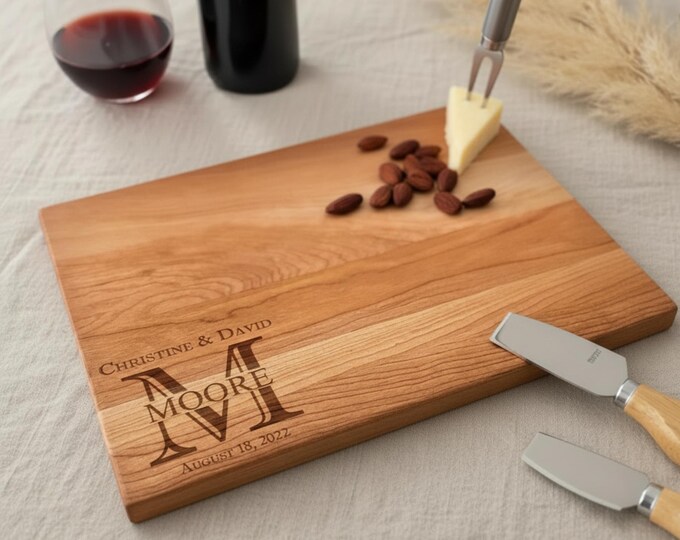 Personalized cutting board, Wedding Gift: Custom engraved Charcuterie Board, Housewarming Gift, Couples Gift, Hosting Gift, Anniversary Gift
