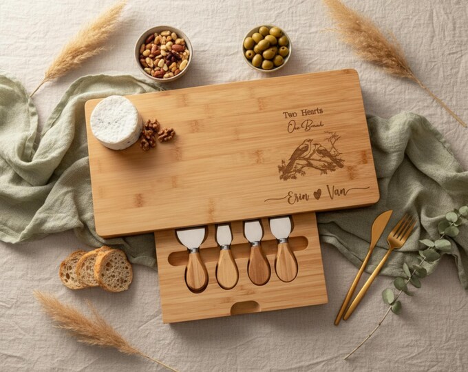 Personalized Wooden Charcuterie Board – Birds Watching: Custom Engraved Cutting & Serving Board, Housewarming, Engagement and Wedding Gift