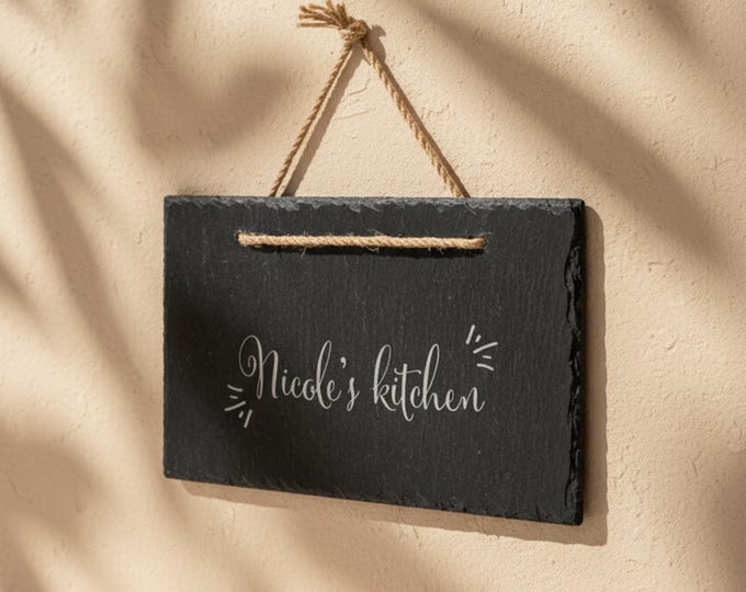 Personalized Slate Hanging door, Slate Sign with Personalized name, Home Decor, Indoor and Outdoor Sign , Slate with hanging String