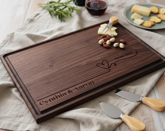 Personalized Cutting Board, Couples Gift: Custom Engraved Charcuterie Board, Wedding Gift, Housewarming Gift, Engagement Gift, Hosting Gift