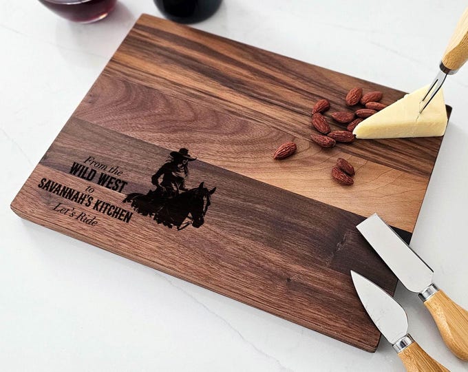 Personalized Cutting Board – Cowgirl Charcuterie Board: Custom Engraved Horse Kitchen Decor, Equestrian Gifts, Western Decor, Gift for Her