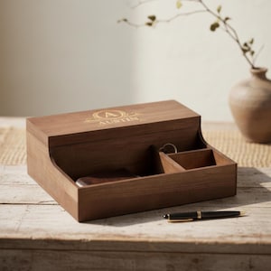 Personalized Wood Watch Case, Custom Watch Organizer, Wooden Storage Box, Valet Watch Box, Father's Day Gift, Gift For Him