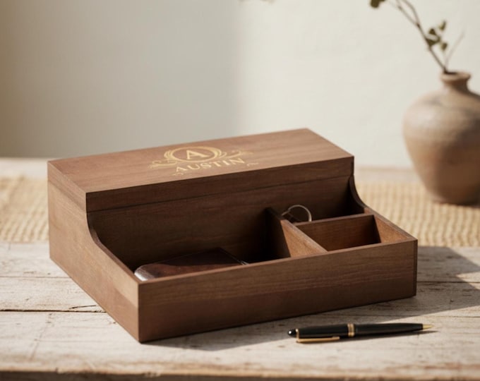 Personalized Wood Watch Case, Custom Watch Organizer, Wooden Storage Box, Valet Watch Box, Father's Day Gift, Gift For Him