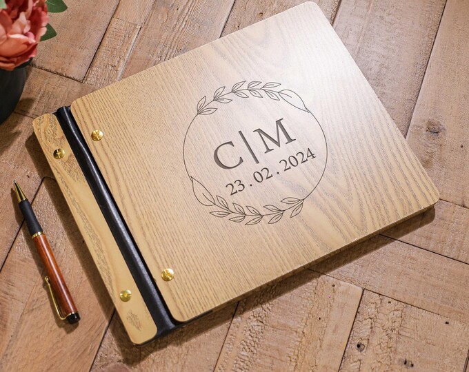 Personalized Wooden Wedding Guest Book, Photo Album, Wedding Reception Album, Engraved Wedding Guest Book, Couples Gift, Wedding Keepsake