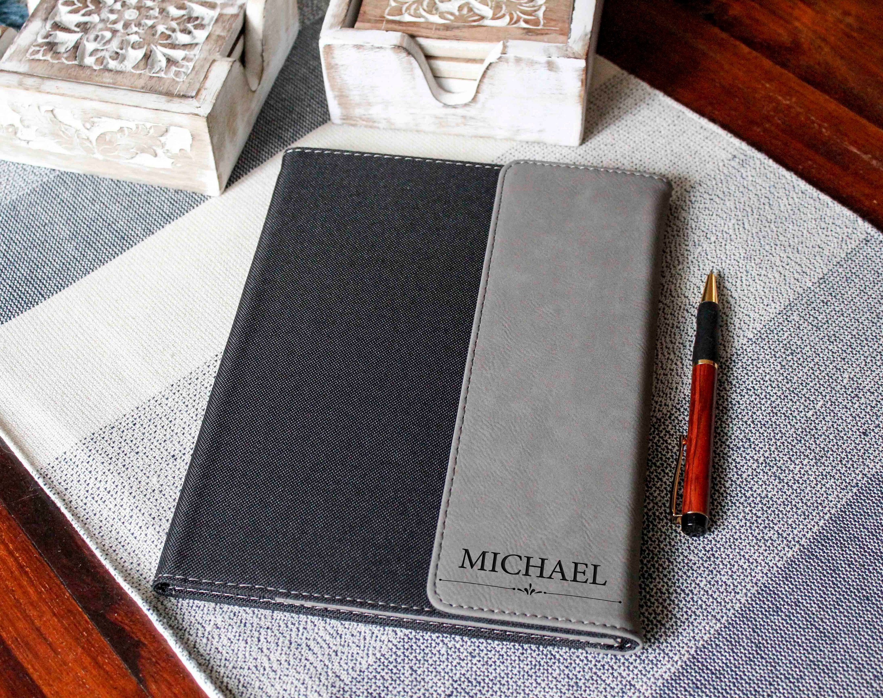 Personalized Leatherette Canvas Portfolios, Personalized notepad