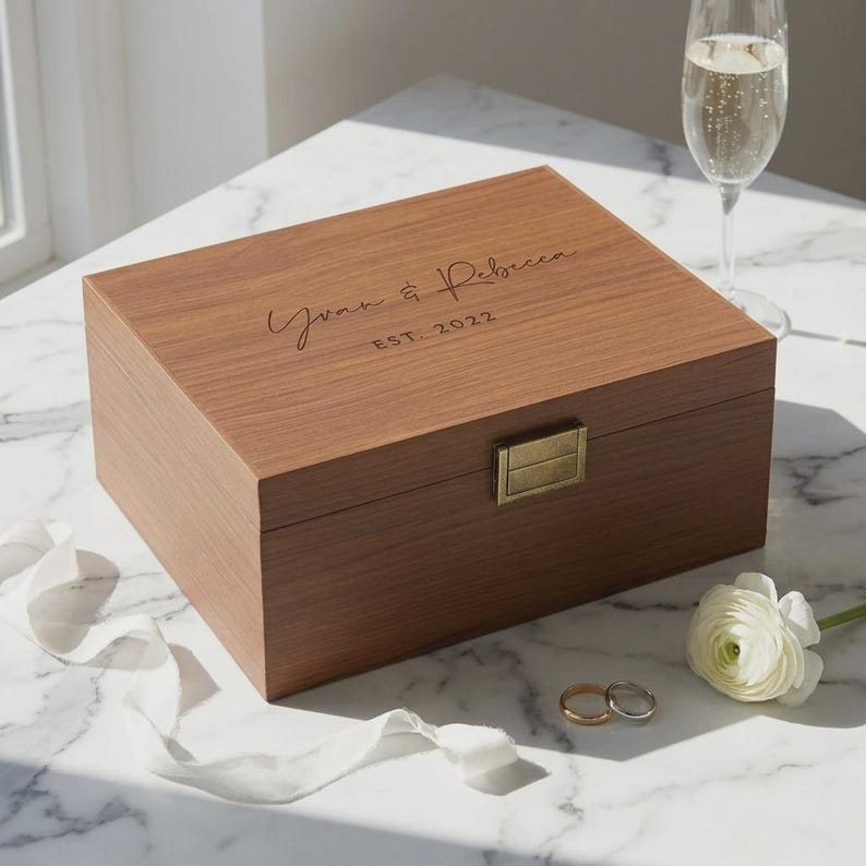 Personalized Engraved Wooden Gift Box: Rustic Keepsake Box image 7