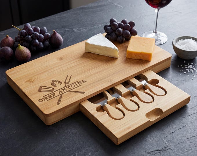 Grill Master Gift | Personalized Cutting Board & Custom BBQ Chef Charcuterie Set for Dad