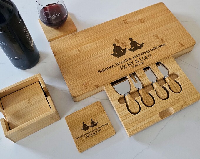 Personalized Charcuterie Board – Yoga: Custom Engraved  Cheese Board, Housewarming, Namaste, Anniversary, Couple Yoga Lover Gift