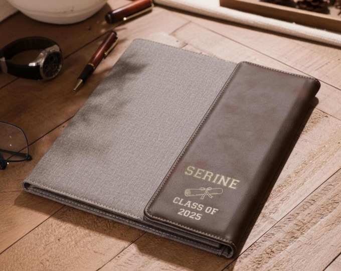 Personalized Faux Leather Portfolio: Custom Engraved Notepad Cover
