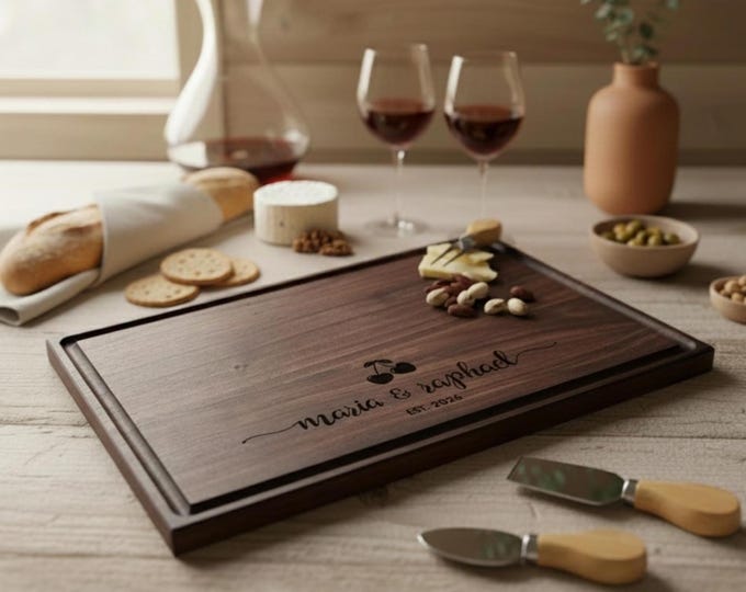 Personalized Cherry Engraved Cutting Board – Custom Charcuterie Board, Wedding, Anniversary, Engagement or Housewarming Gift
