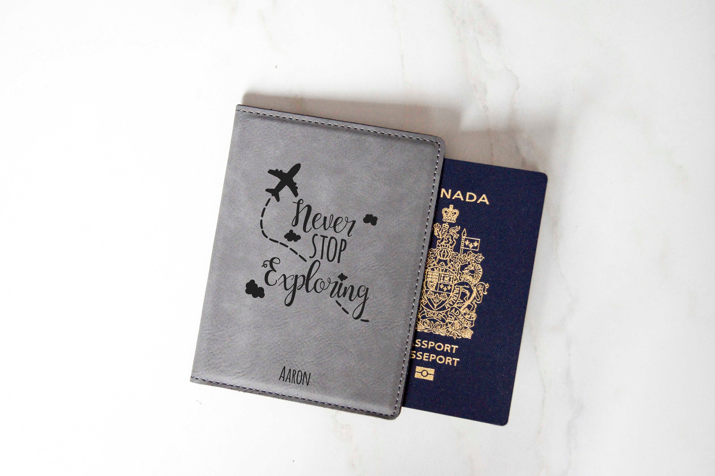 Personalized Leatherette Passport Cover and Cards Holder | Custom Engraved with