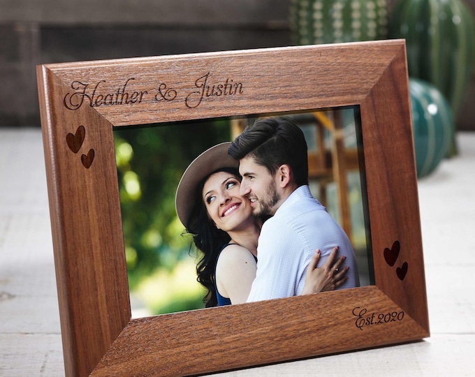 Personalized engraved Walnut frame, Customized photo frame, 4x6, 5x7, 8x10 frame, Anniversary Gift, Couples Gift, Engagement Gift