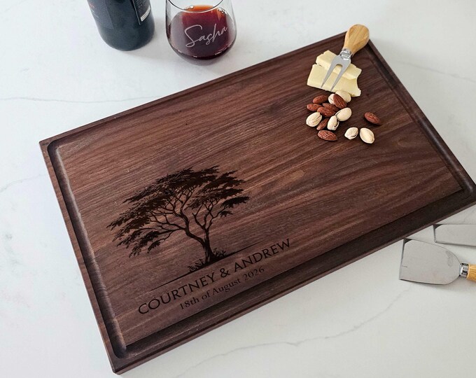 Personalized cutting board – Tree Themed: Customized Charcuterie for Wedding, New Beginning, Housewarming, Anniversary Gift for the Couple