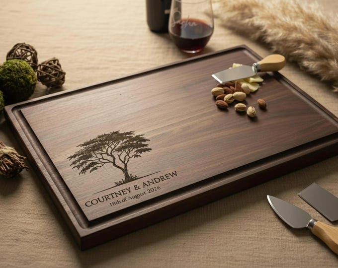 Personalized cutting board – Tree Themed: Customized Charcuterie for Wedding, New Beginning, Housewarming, Anniversary Gift for the Couple