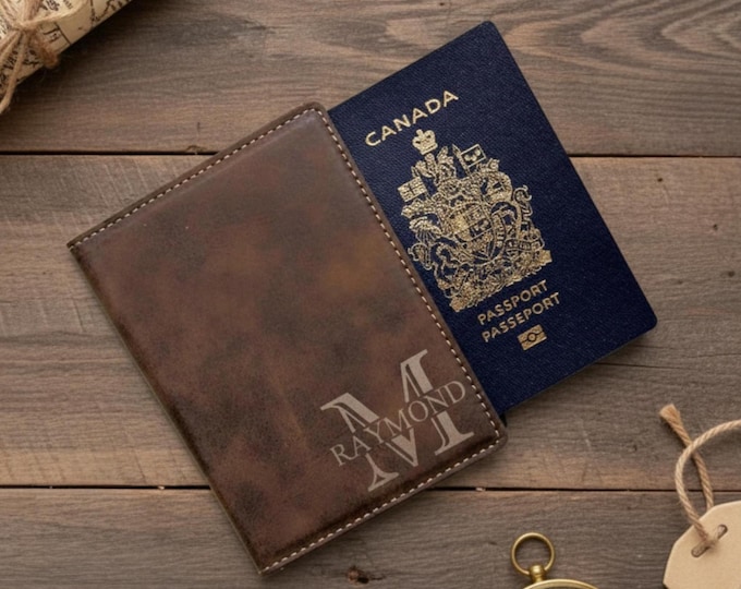 Custom Passport Cover,  Personalized Monogrammed Passport Holder, Engraved Passport Cover,  Personalized Vegan Leather Passport Cover