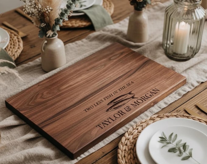 Personalized Sardine Fish Cutting Board: Engraved Charcuterie Board