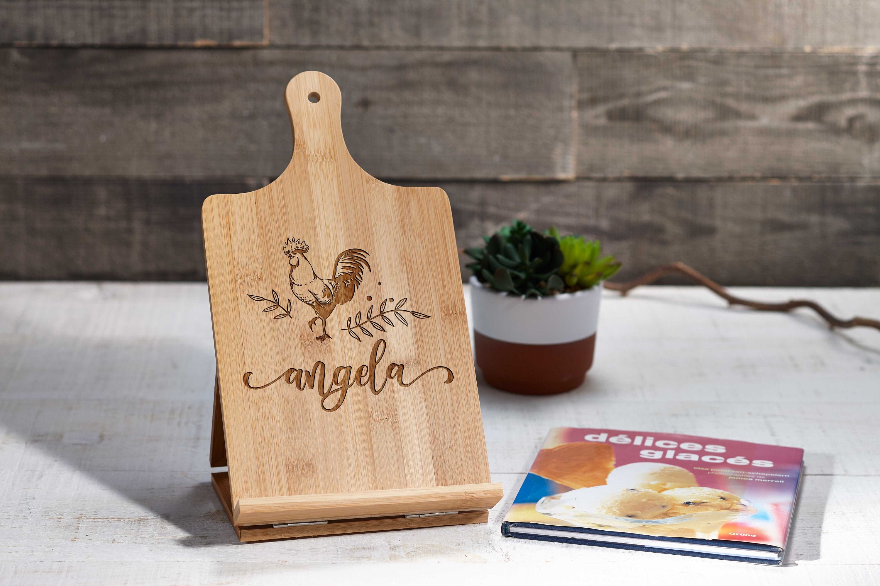 Personalized tablet and recipe holder, iPad stand, Custom cookbook