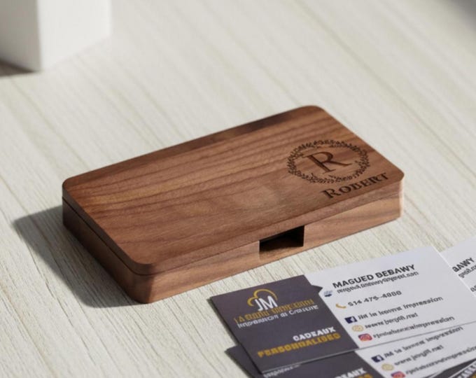 Customized Business Card Holder, Personalized Wooden Business Card Holder, Promotion gift, Boss Gift, Executive gift, Corporate Gift
