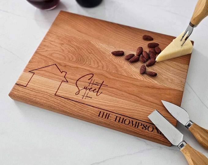 Personalized cutting board – Home Sweet Home: Custom Engraved Housewarming Gift for New Home & Realtor Closing, Unique Charcuterie Board