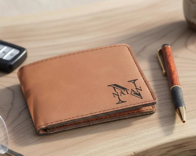 Personalized Men's Slim Wallet – Custom Engraved Bifold Wallet,  Father's Day, Husband, Son, Birthday, Christmas, Graduation Gift