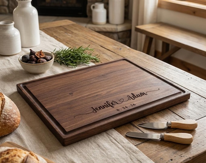 Personalized cutting board, Gift for The Couple, Custom Engraved Charcuterie Board: Wedding, Anniversary, Housewarming, Engagement Gift