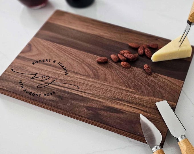 Personalized cutting board – Stylish Couple Initials: Customized  Charcuterie Board for Wedding, Housewarming & Realtor Gifts
