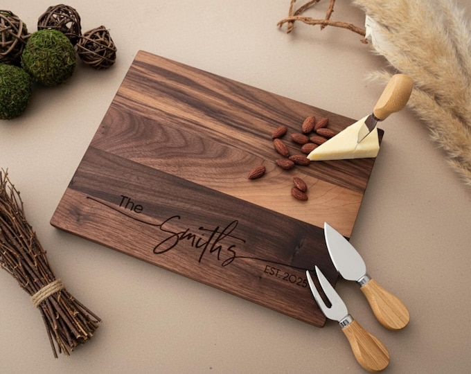 Personalized Cutting Board – Couples Gift: Customized Cutting Board, Wedding Gift, Housewarming Gift, Engagement, Anniversary, Gift