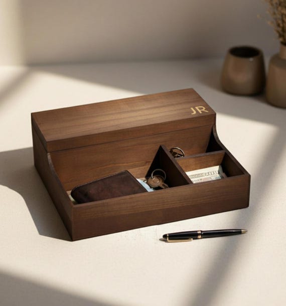Personalized Wood Watch Case, Custom Watch Organizer, Wooden Storage Box, Valet Watch Box, Father's Day Gift, Gift For Him