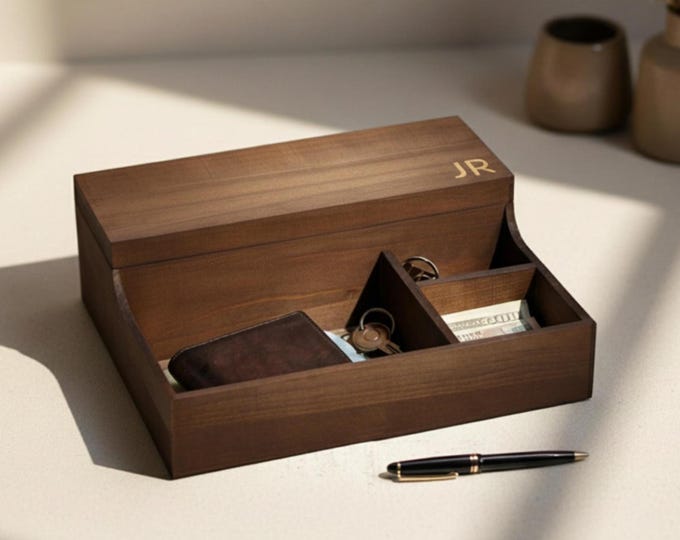 Personalized Wood Watch Case, Custom Watch Organizer, Wooden Storage Box, Valet Watch Box, Father's Day Gift, Gift For Him