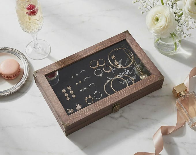 Personalized Large Jewelry Display Case | Custom Engraved Box
