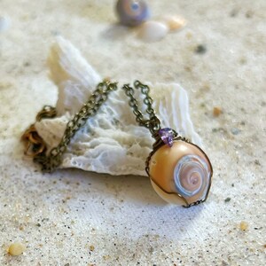 Moonsnail Shell Boob Necklace with Amethyst