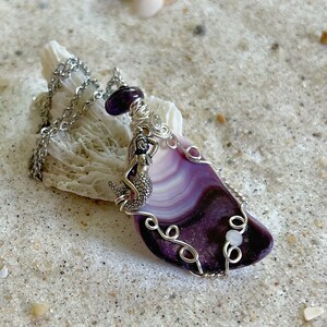 Mermaid Wampum Shell Necklace with Fancy Wire Wrapping