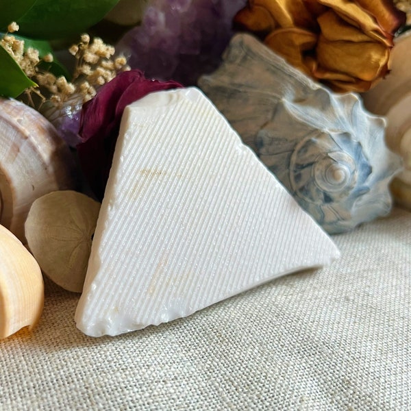 Old White Vitrolite Tile Chunk - White Ridged Sea Glass Chunk - Large Chunk of White Vitrolite Glass Tile - Sea Glass Milk Glass Chunk