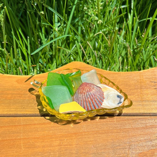 Sea Glass and Seashell Bundle - Golden Days of Summer Meditation Set - Mermaid Treasure Box - Beach Finds in a Jar - Altar Decor