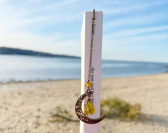 Crescent Moon Bookmark with Yellow Sea Glass