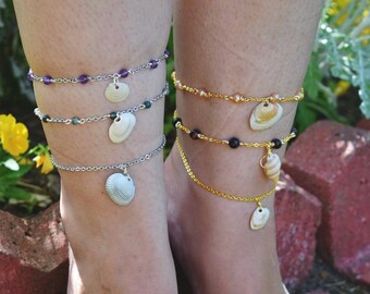 Elegant Beaded Seashell Bracelet or Anklet