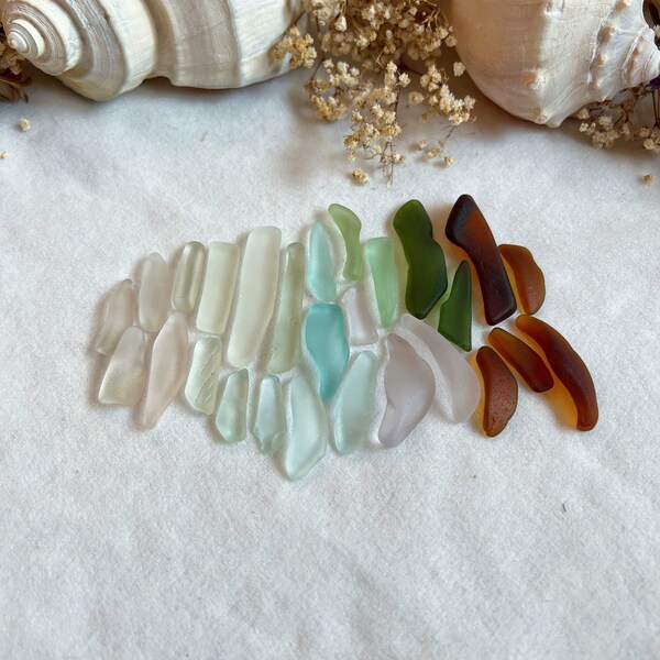 Long Sea Glass Lot - Genuine Sea Glass Bundle - Long Skinny Sea Glass Pieces - Real Sea Glass Mix - Multi Color Sea Glass Mix - Beach Finds