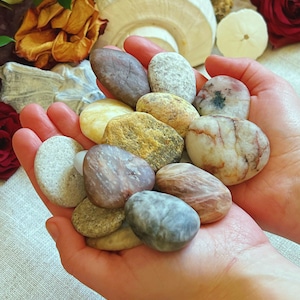 Piedra de palma de roca de playa misteriosa MEDIANA - Cuarzo cristal de playa, mica y granito