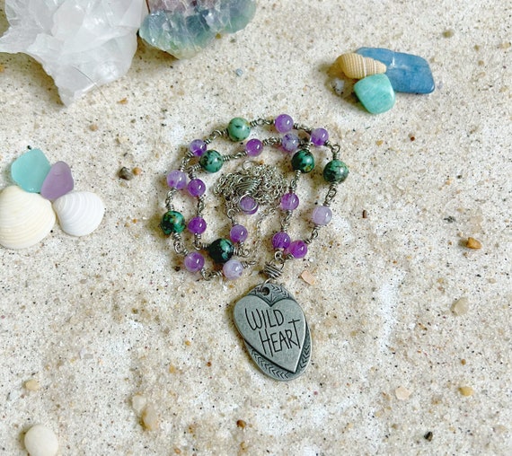 Wild Heart Amethyst and African Turquoise Crystal Layering
