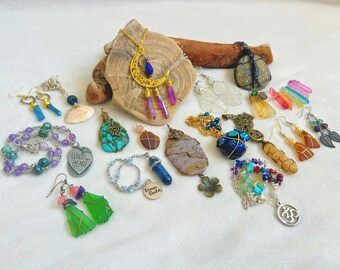 Mystery Jewelry Bundles - Handmade Sea Glass and Crystal Jewelry with Beach Finds