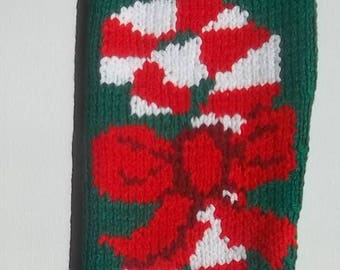 Handknit, Handmade, Christmas Stocking--Candy Canes