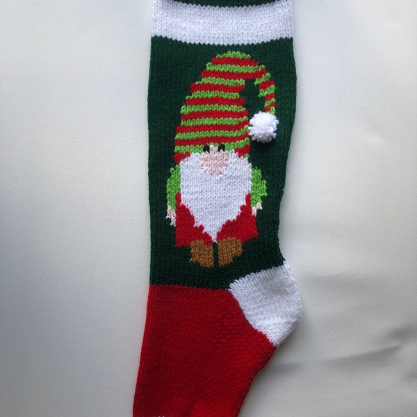 Boy Gnome Handknit Handmade Christmas Stocking