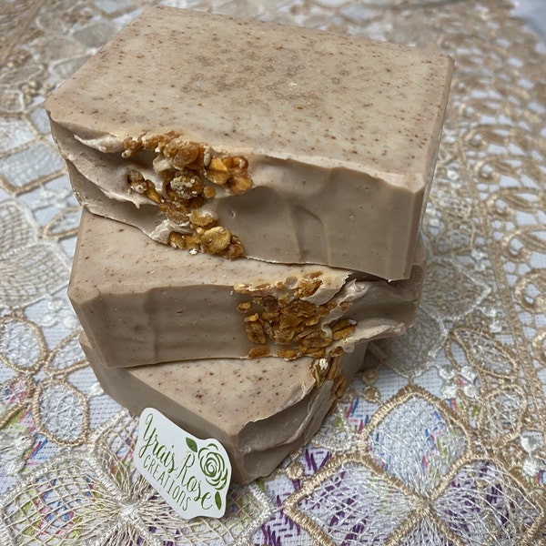 Oats & Goat Milk Soap - Oatmeal Soap - Handmade Soap - Oatmeal Milk and Honey Fragranced Soap - Made in USA